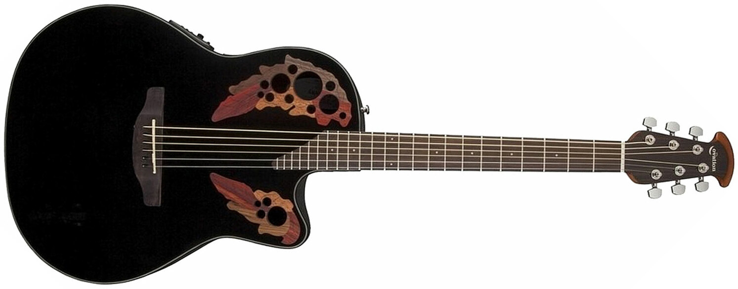 Ovation Ce44-5 Celebrity Elite Mid Cutaway Noir - Black - Elektro-akoestische gitaar - Main picture