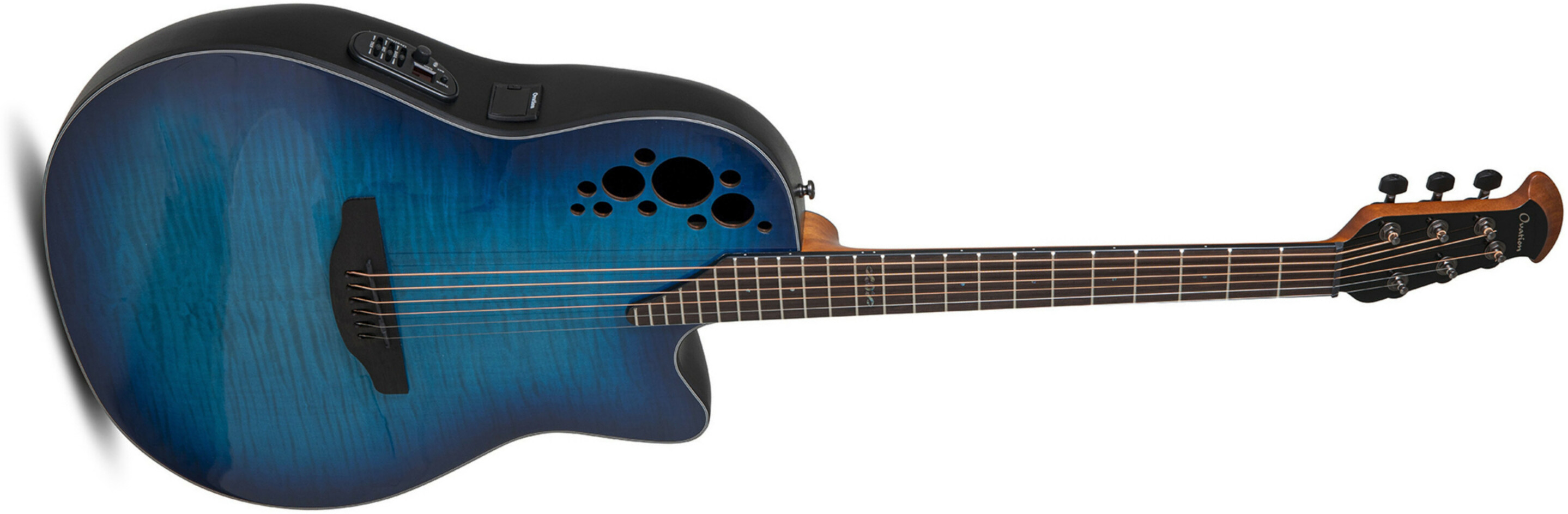 Ovation Ce44p-blfl-g Celebrity Elite Plus Mid Depth Cw Erable Lyrachord Rw - Blue Flamed Maple - Elektro-akoestische gitaar - Main picture
