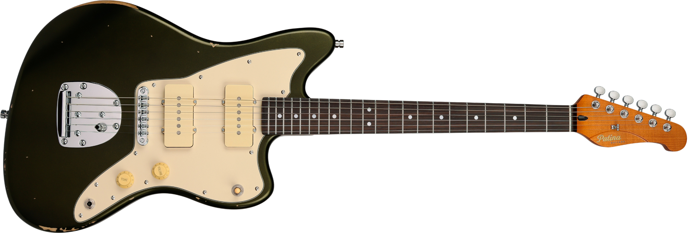 Patina Guitars Pj6 Sgr R 2s Trem Rw - Sherwood Green Relic - Retro-rock elektrische gitaar - Main picture