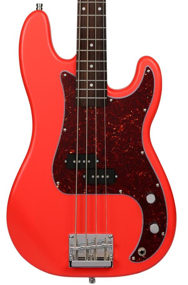Solid body elektrische bas Patina guitars PPB-3 FRD - fiesta red