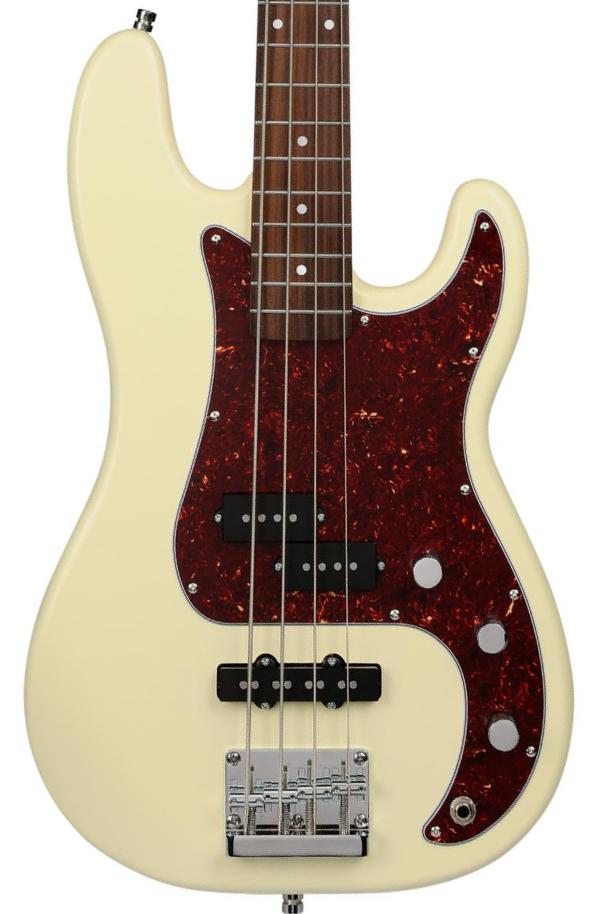 Solid body elektrische bas Patina guitars PPB-3 OW - olympic white