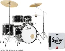 Standaard drumstel Pearl Roadshow Fusion 20 + B50 + Pack Solar Sabian Jet Black - 4 trommels - Jet black