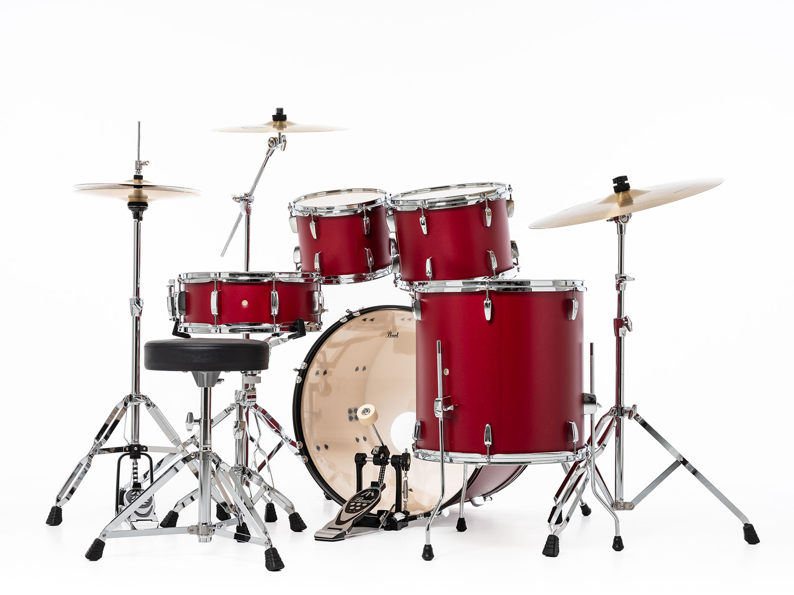 Pearl Roadshow Fusion 20 + B-50 + Ride 20 Matte Red - Matte Red - Fusion drumstel - Variation 1