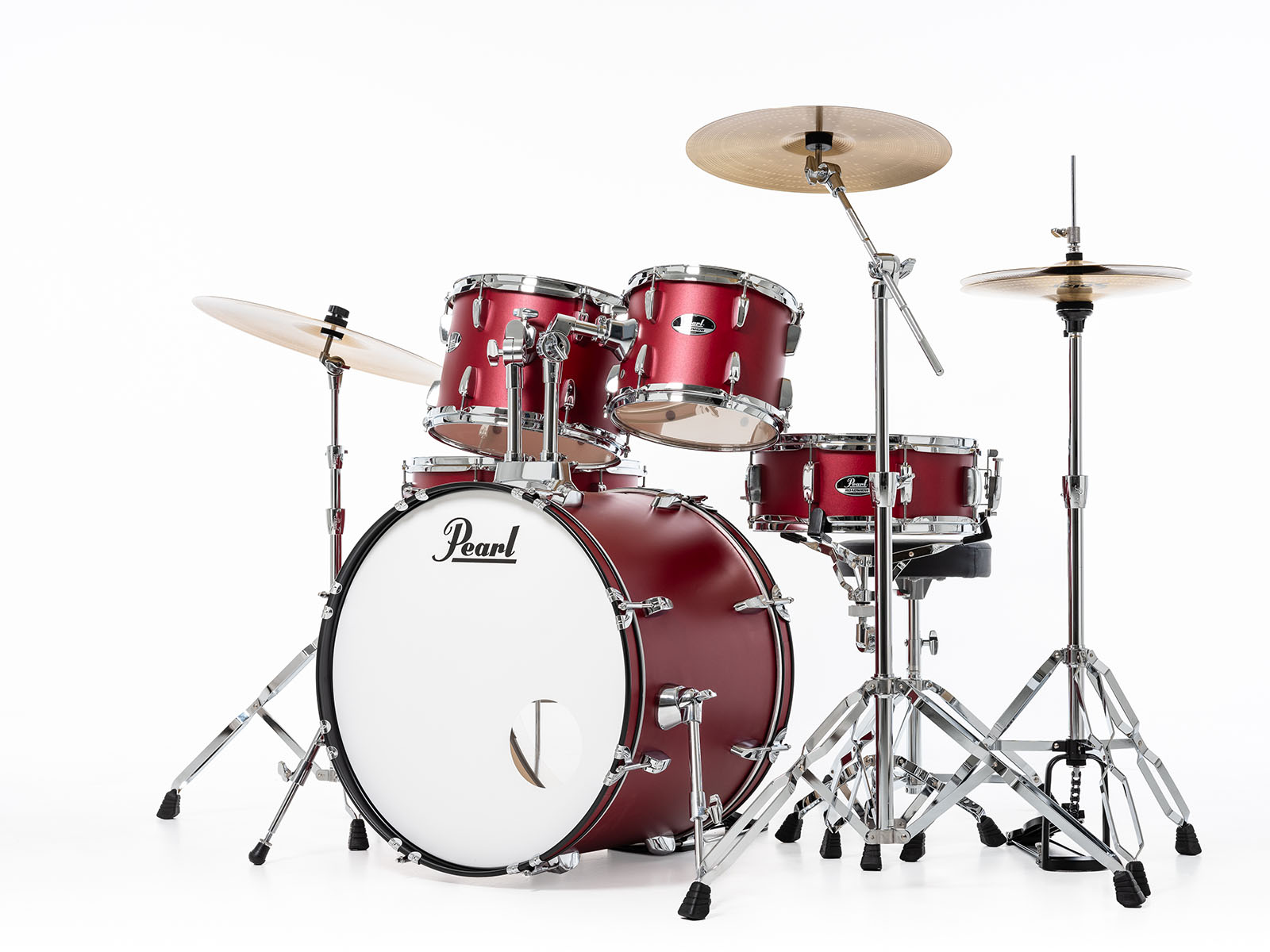 Pearl Roadshow Fusion 20 + B-50 + Ride 20 Matte Red - Matte Red - Fusion drumstel - Variation 2