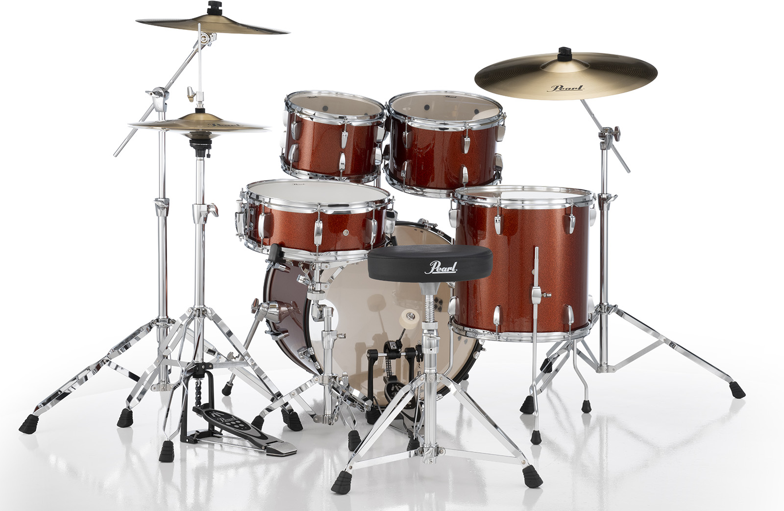 Pearl Roadshow Plus Fusion 20'' + Pack Sabian Solar 3 Cymbales - 5 FÛts - Burnt Orange Sparkle - Fusion drumstel - Variation 6