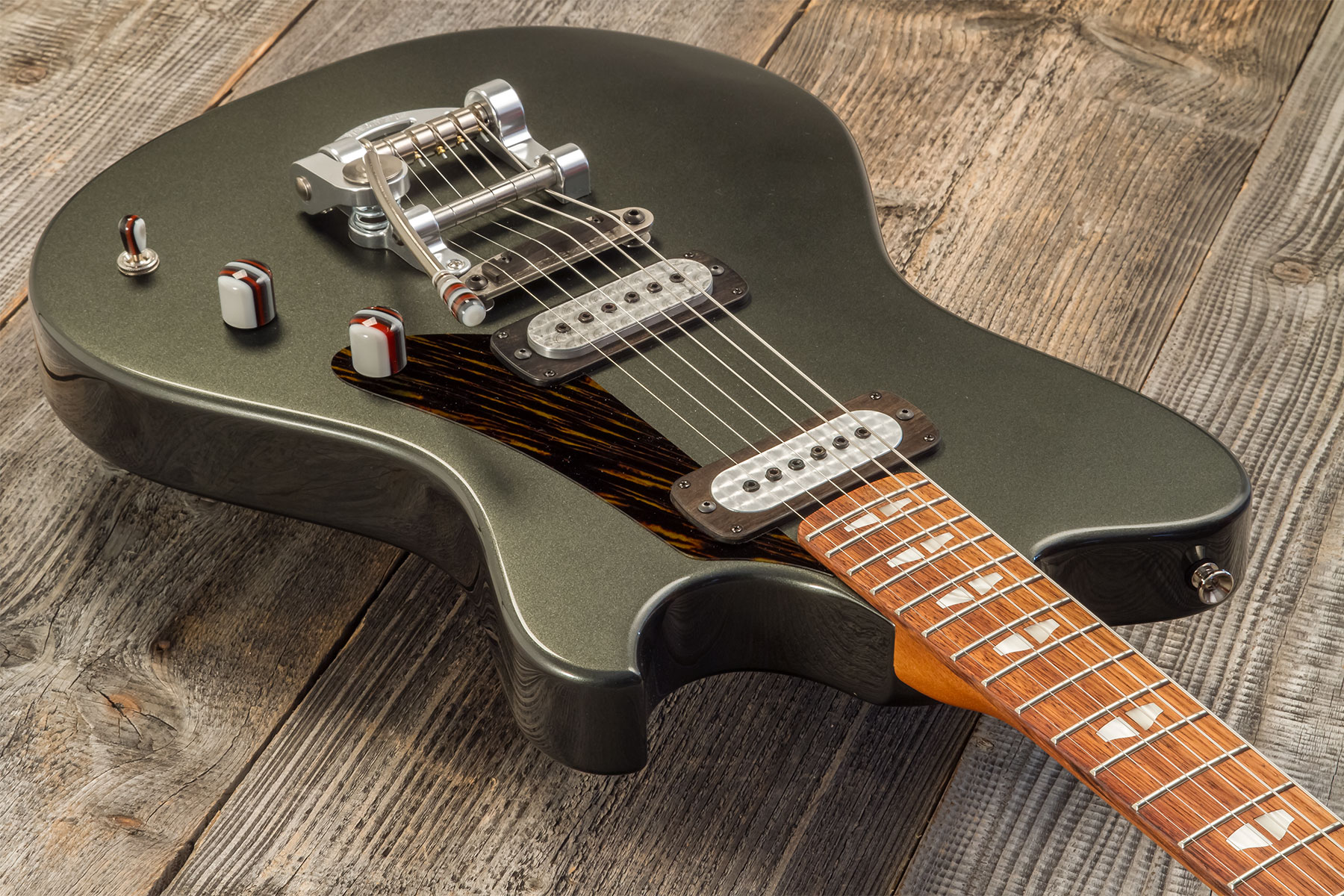 Powers Electric A-type 2s Ff42 Trem Mn #a393 - Onyx Green Metallic - Retro-rock elektrische gitaar - Variation 2