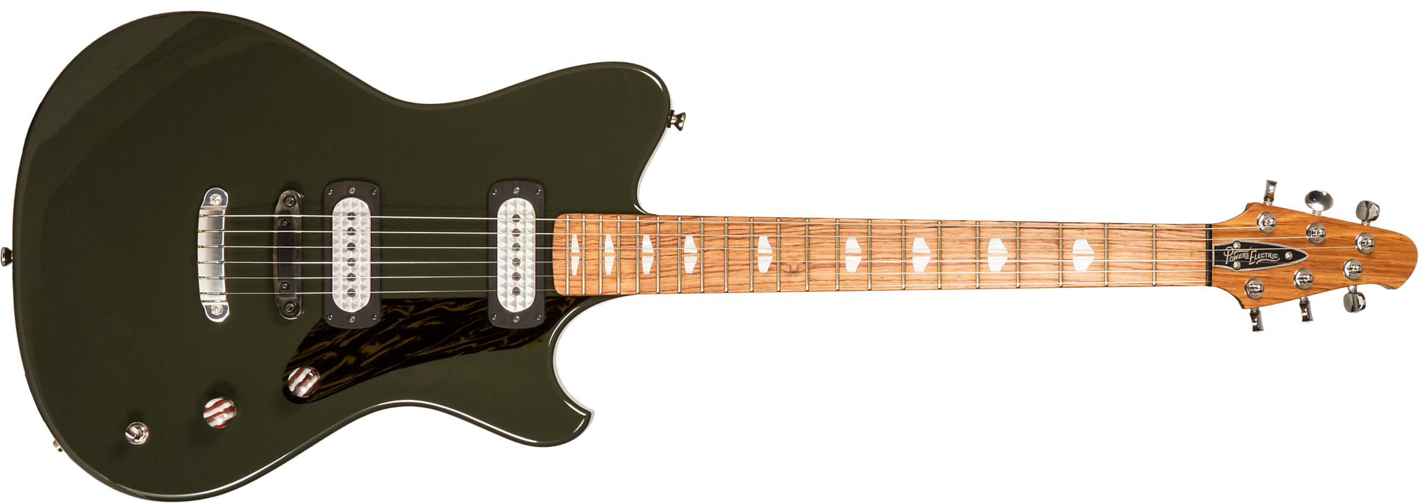 Powers Electric A-type 2s Ff42 Ht Mn #a494 - Black Olive - Retro-rock elektrische gitaar - Main picture