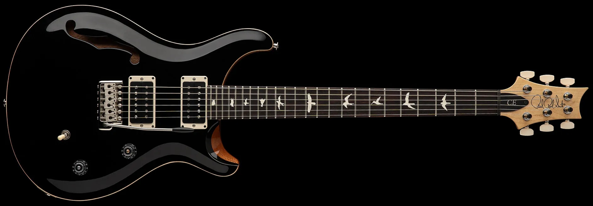 Prs Ce 24 Semi-hollow Bolt-on Usa 2h Trem Rw - Black Top W/ Natural Back - Semi hollow elektriche gitaar - Variation 3