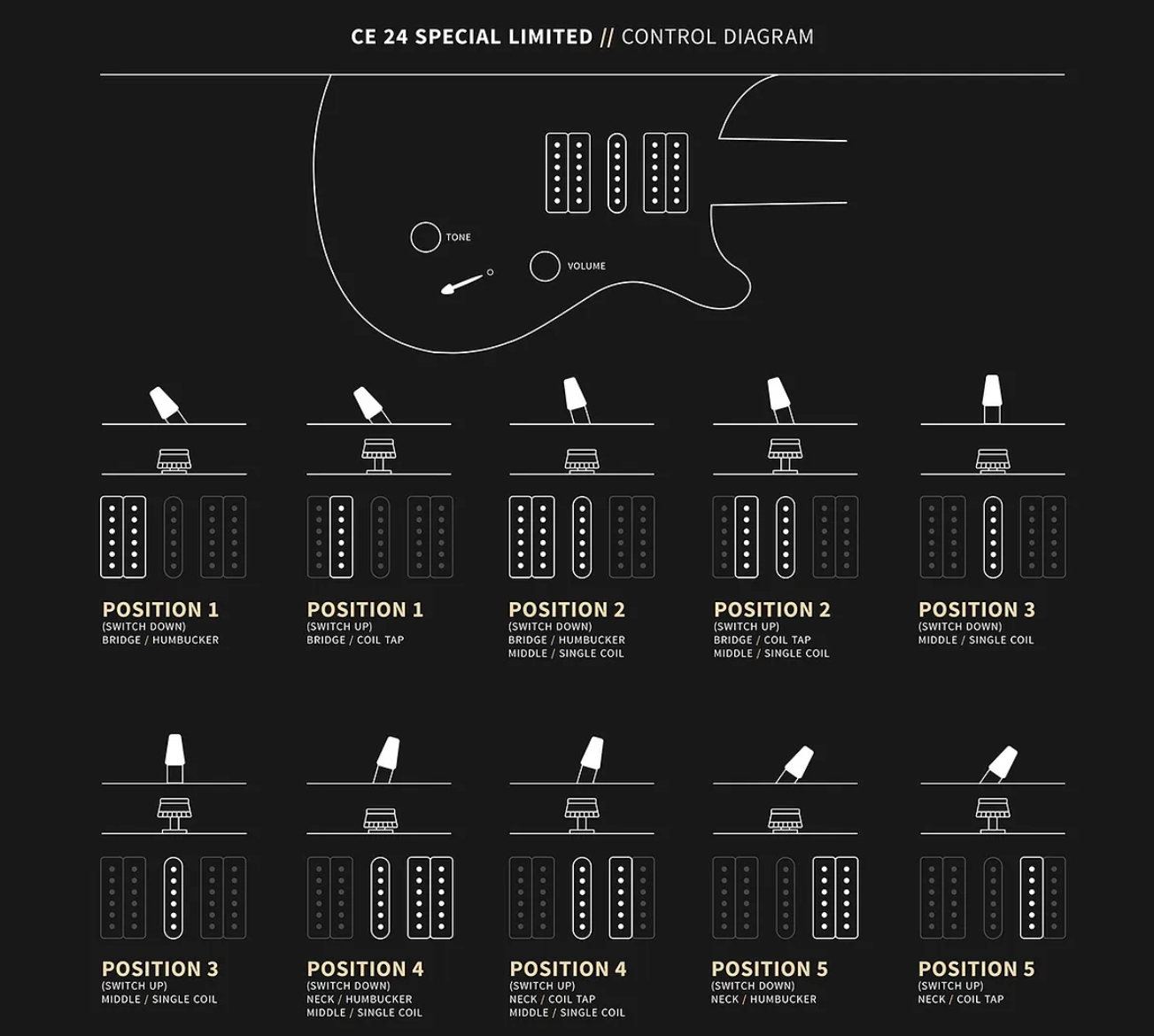 Prs Ce24 Special Ltd Bolt-on Usa Hsh Trem Rw - Faded Gray Black - Double cut gitaar - Variation 5