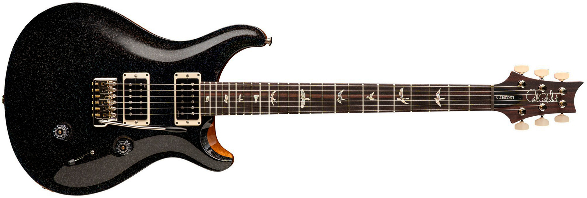 Prs Custom 24 Usa 2h Dmo Trem Rw - Black Rainbow Holoflake - Double cut gitaar - Main picture