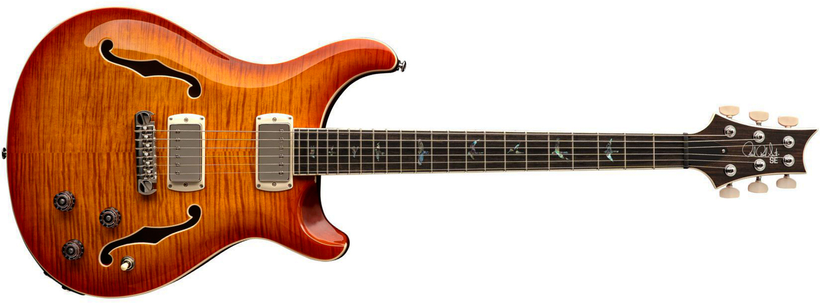 Prs Hollowbody Ii Piezo Se (wing Tuners) 2h Ht Eb - Vintage Sunburst - Semi hollow elektriche gitaar - Main picture