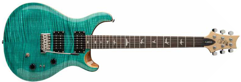 Prs Se Custom 24-08 2h Tci-s Black Trem Rw - Turquoise - Guitarra eléctrica de doble corte. - Main picture