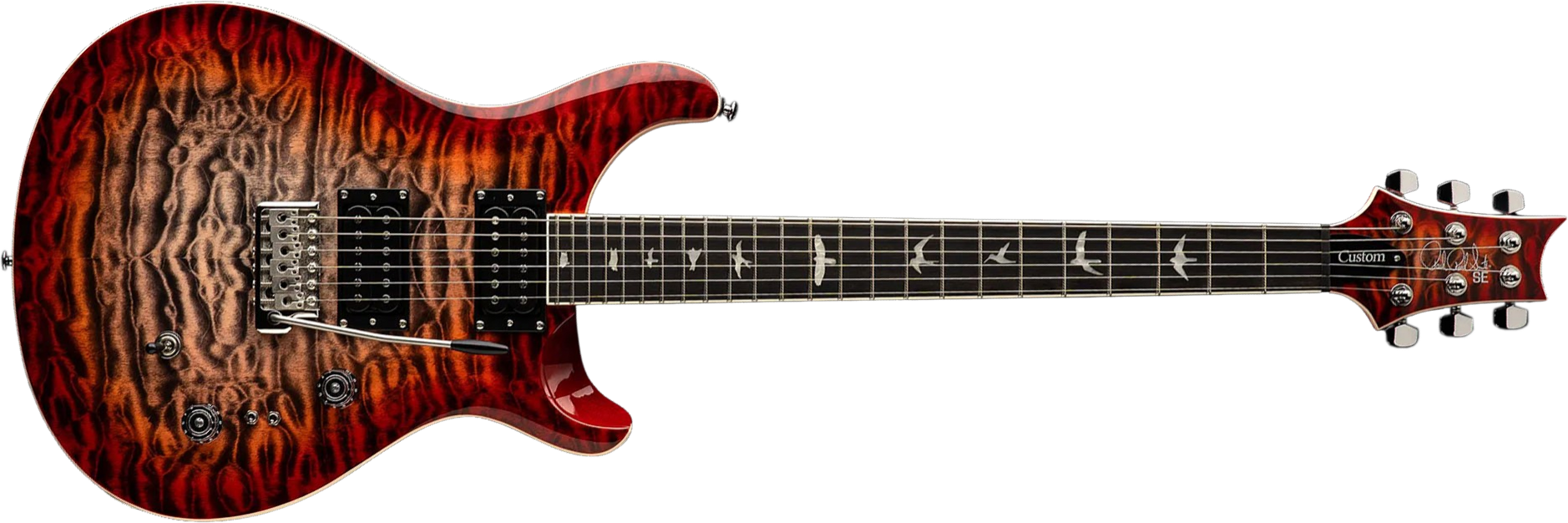 Prs Se Custom 24-08 Quilt 2h Trem Rw - Charcoal Cherry Burst - Guitarra eléctrica de doble corte. - Main picture