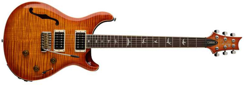 Prs Se Custom 24 Semi Hollow Piezo 2h Ht Rw - Vintage Sunburst - Semi hollow elektriche gitaar - Main picture