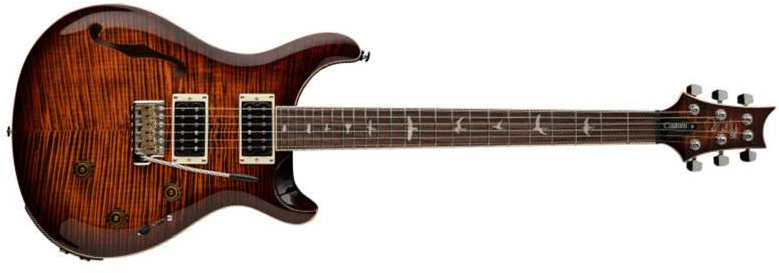 Prs Se Custom 24 Semi Hollow Piezo 2h Ht Rw - Orange Tiger Smokeburst - Semi hollow elektriche gitaar - Main picture