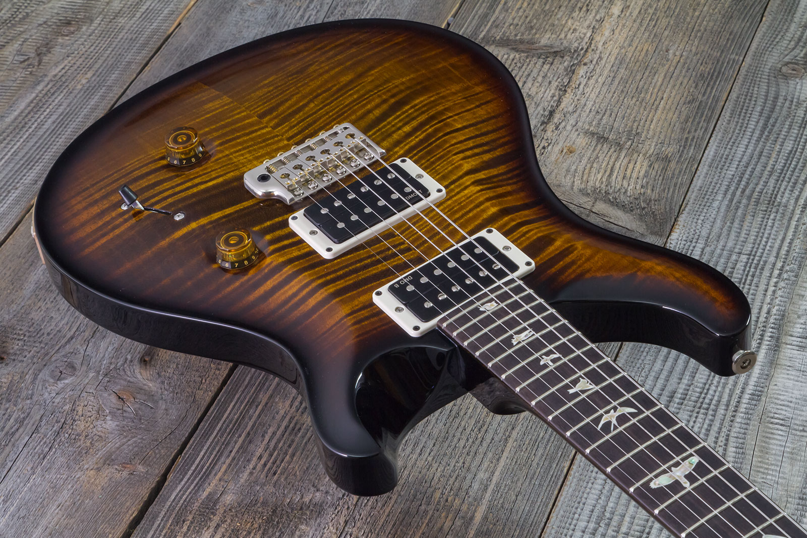 Prs Custom 24 Hand-signed Usa 2h Trem Rw #0400035 - Black Gold Wraparound Burst - Double cut gitaar - Variation 2