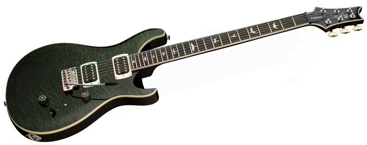 Prs Custom 24 Quilt Se (wing Tuners) 2h Trem Rw - Teal Black - Double cut gitaar - Variation 1