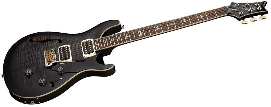 Prs Custom 24 Semi Hollow Piezo Se (wing Tuners) 2h Ht Rw - Charcoal Burst - Semi hollow elektriche gitaar - Variation 2