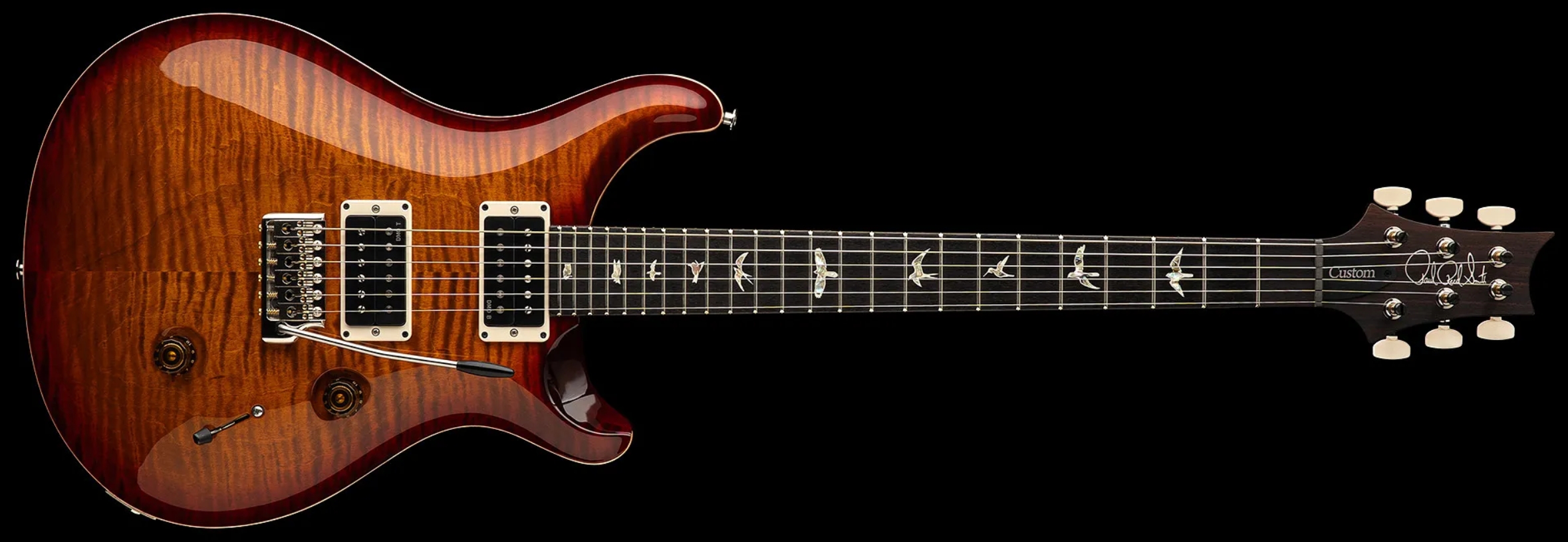 Prs Custom 24 Usa 2h Dmo Trem Rw - Dark Cherry Sunburst - Double cut gitaar - Variation 1