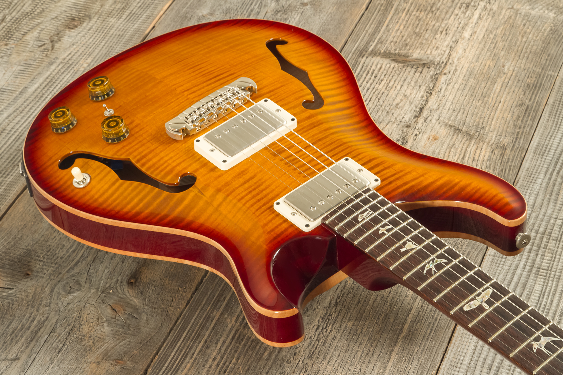 Prs Hollowbody Ii Piezo Usa 2h Ht Eb #230365749 - Dark Cherry Burst - Semi hollow elektriche gitaar - Variation 2