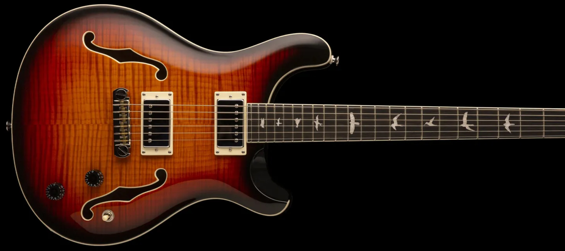 Prs Se Hollowbody Ii 2020 Hh Trem Eb +etui - Tri-color Sunburst - Semi hollow elektriche gitaar - Variation 1