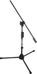 Short microphone stand, fixed boom, tripod base - black