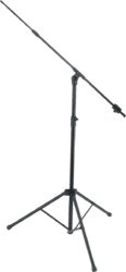 Telescopic boom studio microphone stand, tripod base - black