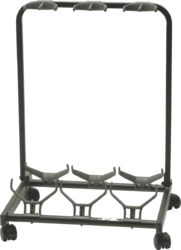 Stand for 3 guitars with casters - black