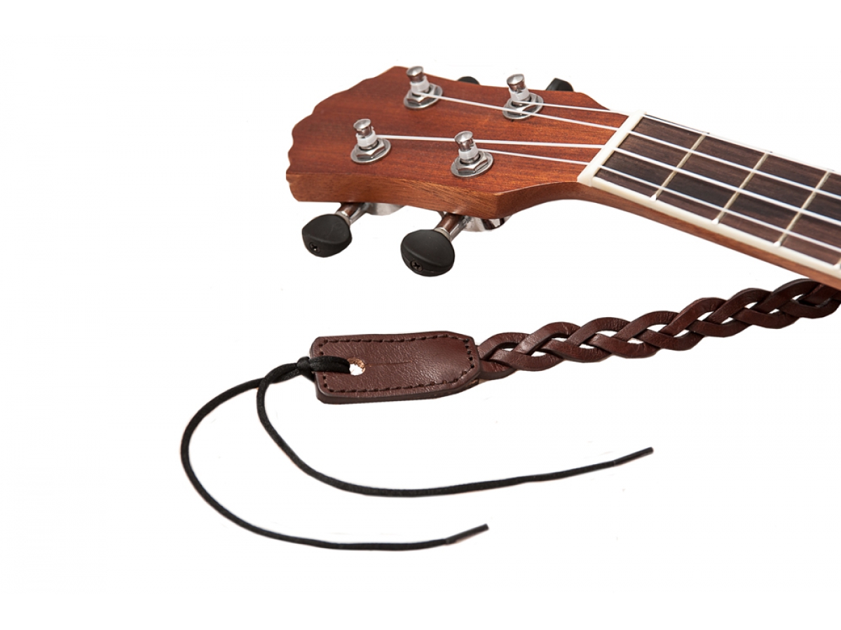 Righton Straps Ukulele Strap Plait Leather Courroie Cuir 0.6inc Brown - Toebehoren voor andere snaarinstrumenten - Variation 3