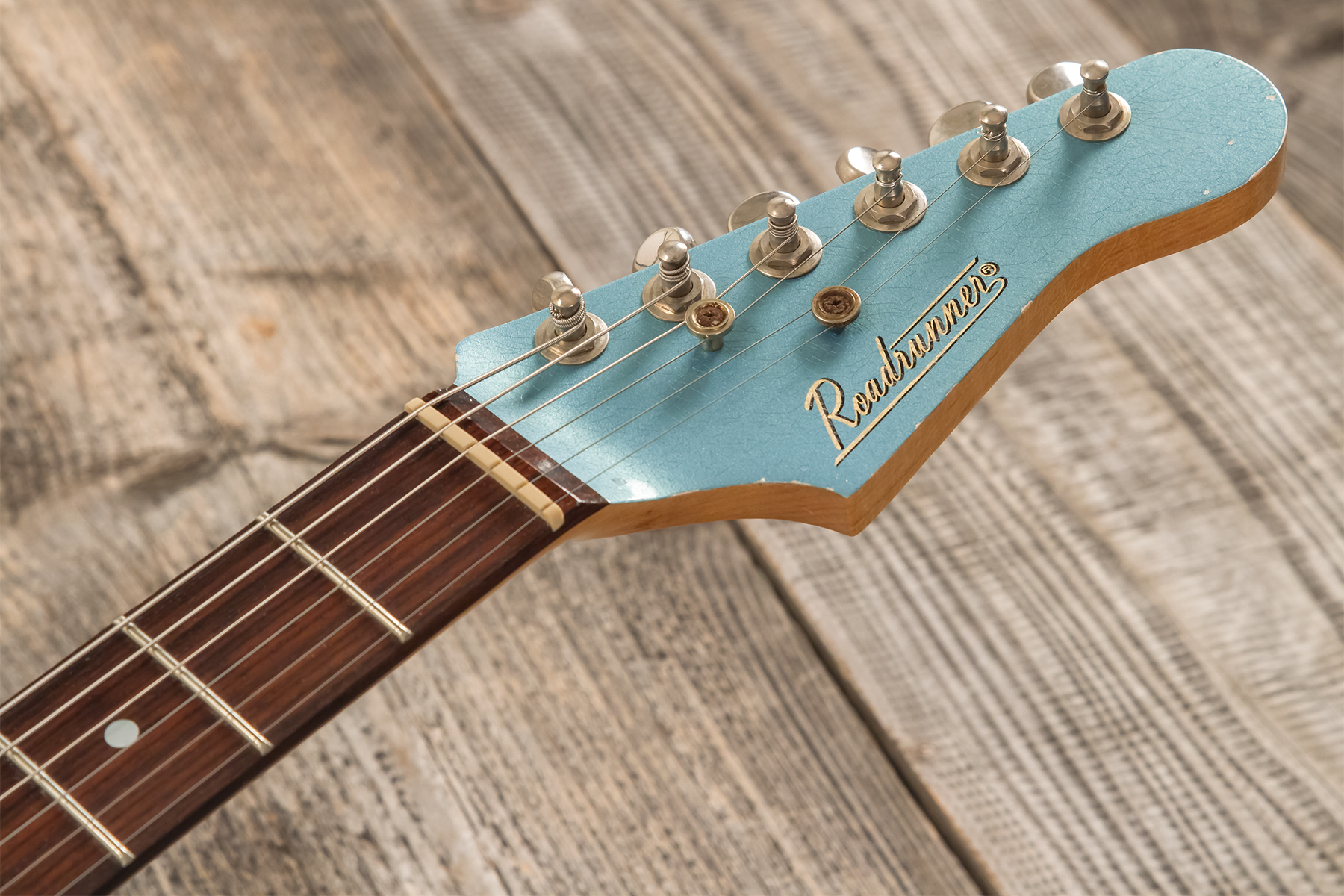 Roadrunner Federal Mod T 2s P90 Trem Rw #23111 - Pehlam Blue Light Relic - Retro-rock elektrische gitaar - Variation 8