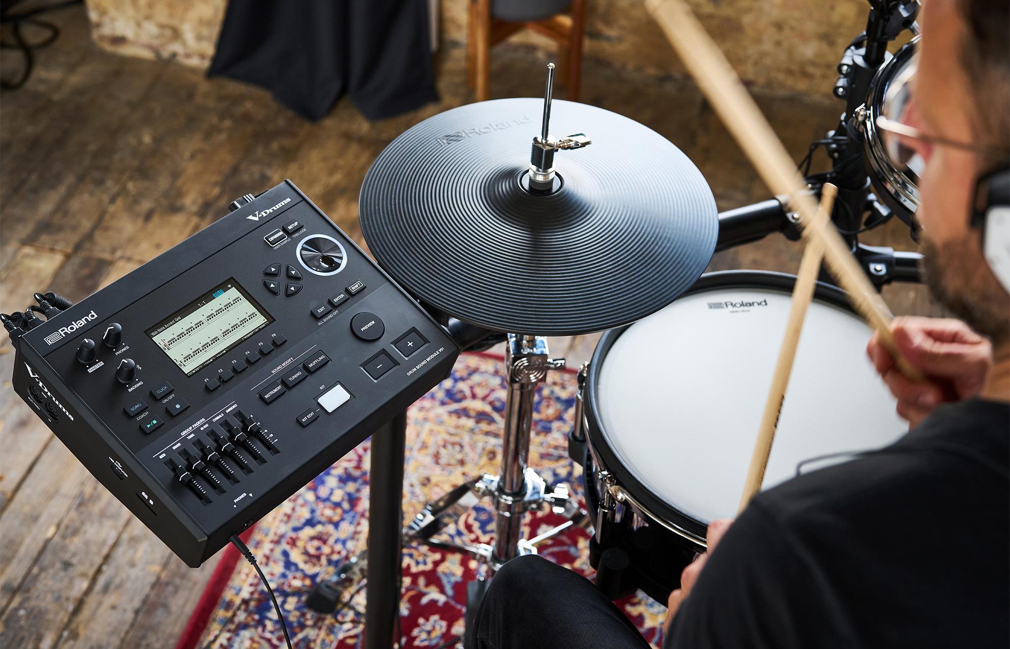 Roland Td-516 V-drums Bundle Complet - X-hp1 + Vic5a + Hp600d + Hh205 + Hs40wn + Ht130 - Drum Promo Set - Variation 7
