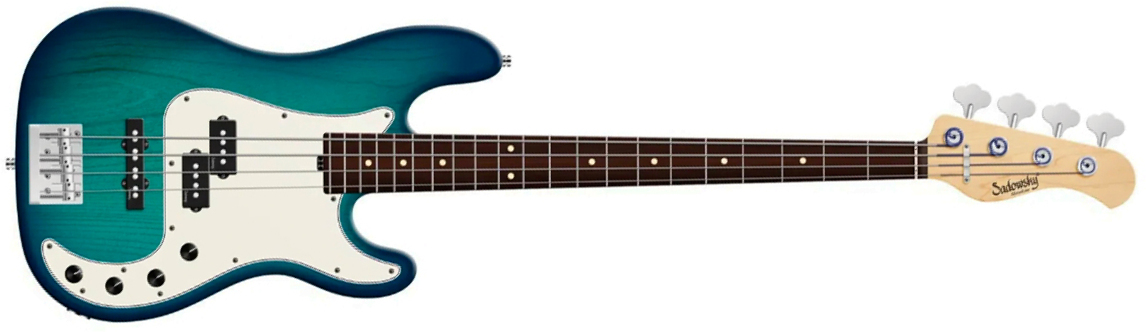 Sadowsky Hybrid Pj Bass 21 Fret Alder 4c Metroline All Active Mor - Bora Blue Burst Transparent Satin - Solid body elektrische bas - Main picture