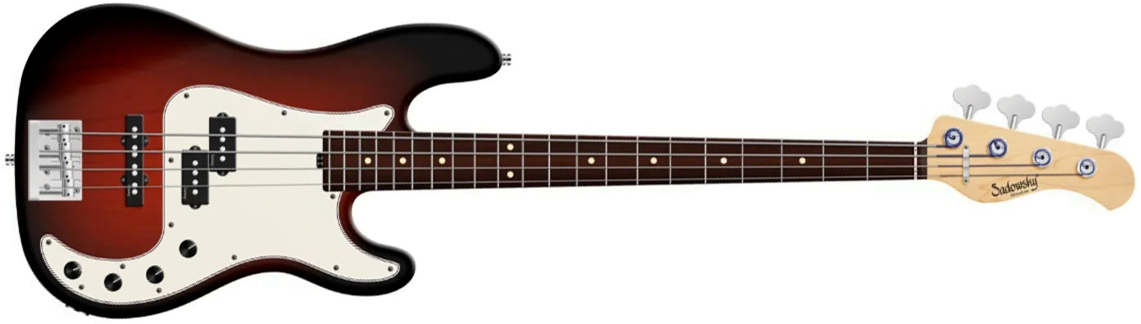 Sadowsky Hybrid Pj Bass 21 Fret Alder 4c Metroline All Active Mor - Almond Sunburst Transparent Satin - Solid body elektrische bas - Main picture