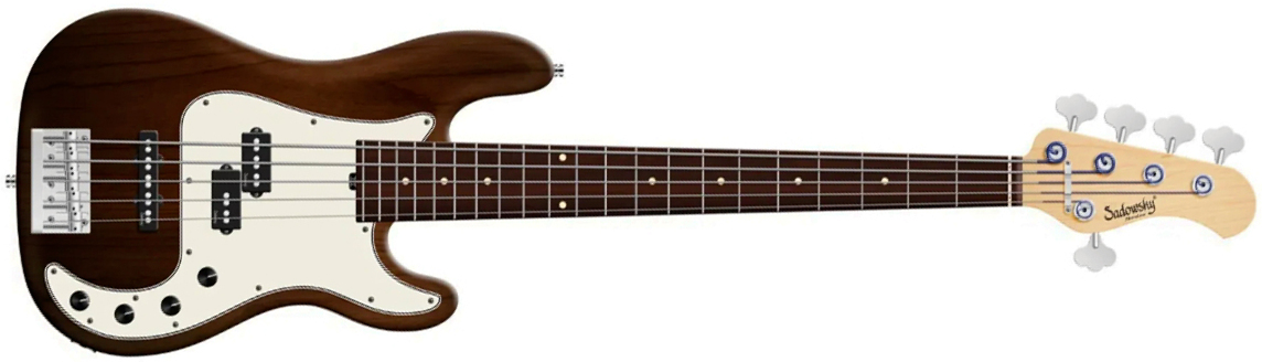 Sadowsky Hybrid Pj Bass 21 Fret Alder 5c Metroline All Active Mor - Antique Tobacco Transparent Satin - Solid body elektrische bas - Main picture