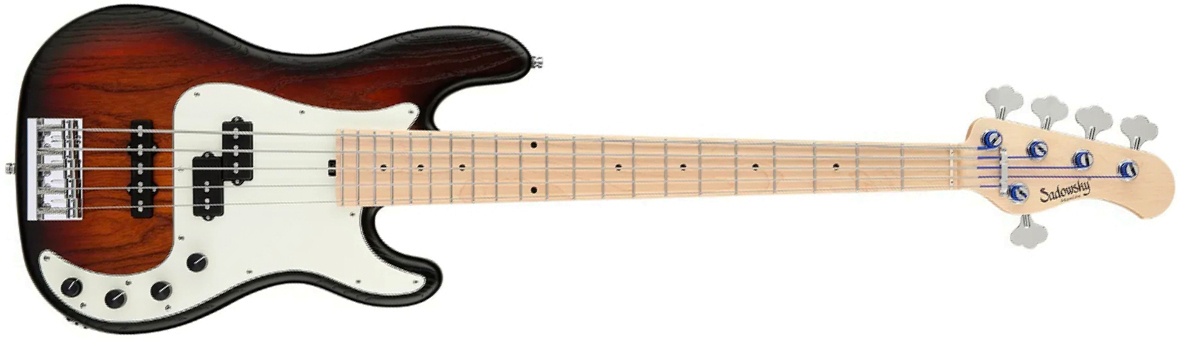 Sadowsky Hybrid Pj Bass 21 Fret Ash 5c Metroline All Active Mn - Almond Sunburst Transparent Satin - Solid body elektrische bas - Main picture