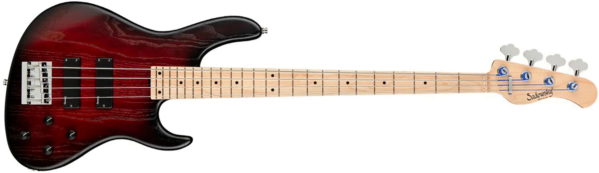 Sadowsky Modern Bass 24 Fret Ash 4c Metroline All Active Mn - Burgundy Blackburst Transparent Satin - Solid body elektrische bas - Main picture