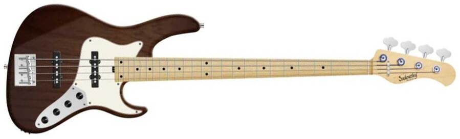 Sadowsky Vintage J/j Bass 24 Fret Ash 4c Metroline All Active Mn - Antique Tobacco Trans. Satin - Solid body elektrische bas - Main picture