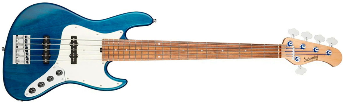 Sadowsky Vintage Jj Bass 21 Fret Alder 5c Metroline All Active Mor - Ocean Blue Transparent Satin - Solid body elektrische bas - Main picture