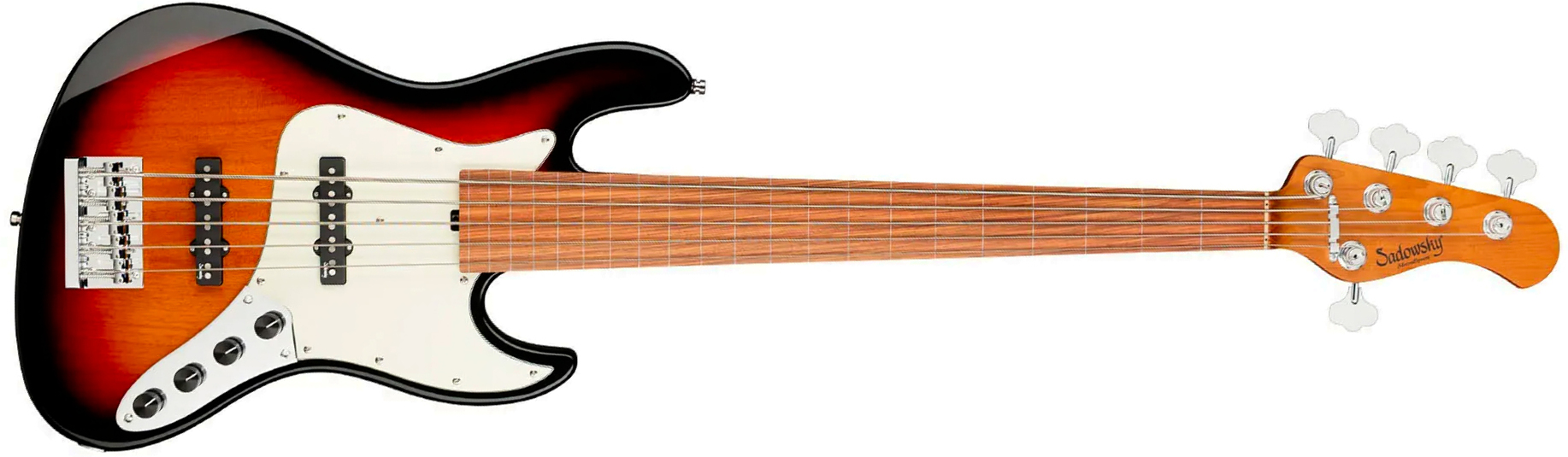 Sadowsky Vintage Jj Bass 21f 5c Fretless Metroexpress Mor - Tobacco Sunburst Transparent - Solid body elektrische bas - Main picture