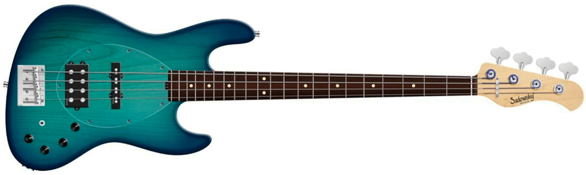 Sadowsky Vintage Mj Bass 21f Alder 4c Metroline All Active Mor - Bora Blue Burst Satin - Solid body elektrische bas - Main picture