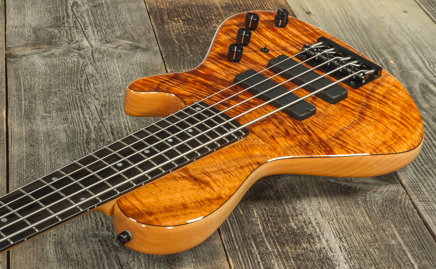 Sadowsky Custom Shop Single Cut Bass 24f 5c Koa Active Eb #scsc000186-23 - Natural - Solid body elektrische bas - Variation 2