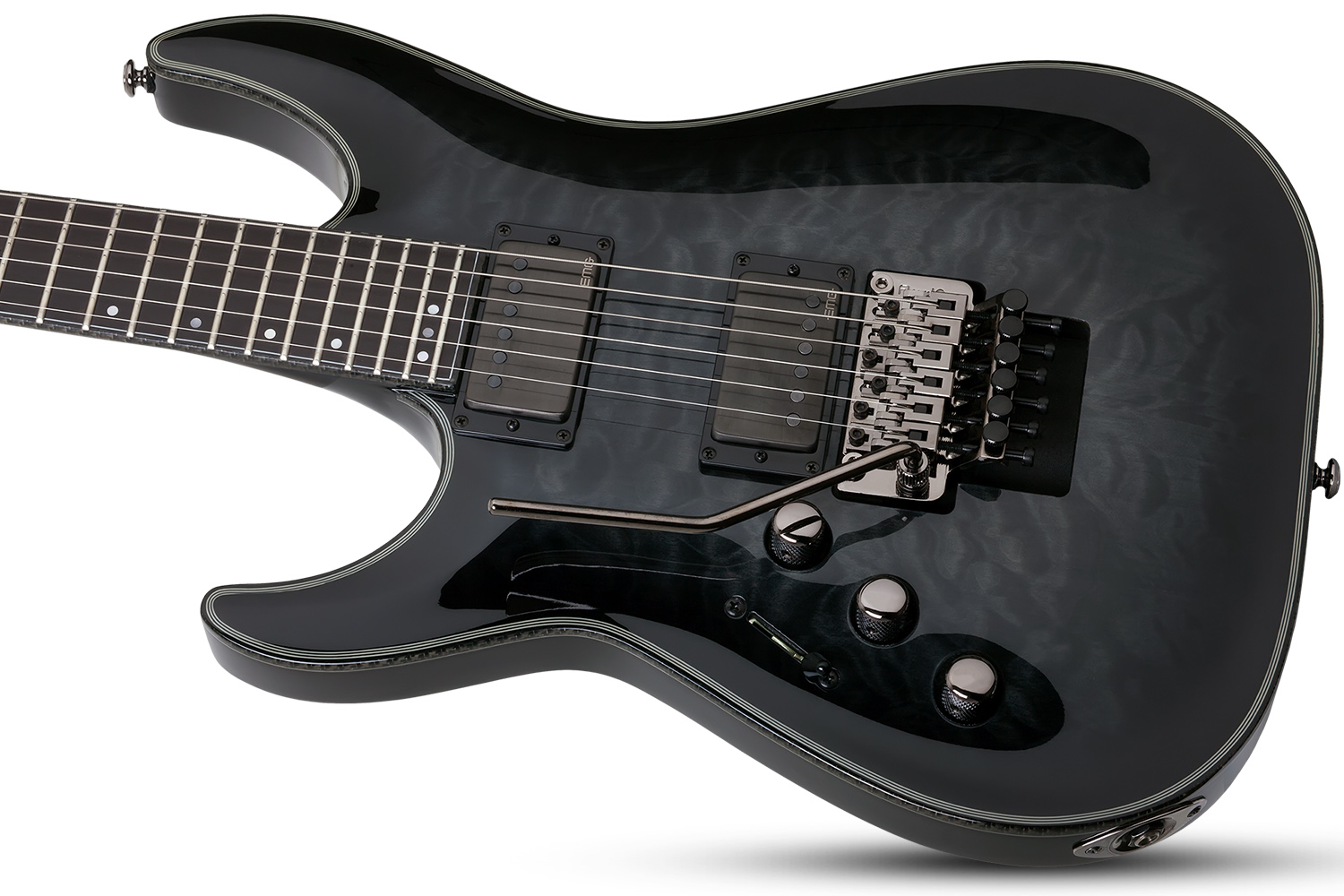 Schecter C-1 Fr Hellraiser Hybrid Lh Gaucher 2h Emg Eb - Trans. Black Burst - Linkshandige elektrische gitaar - Variation 1