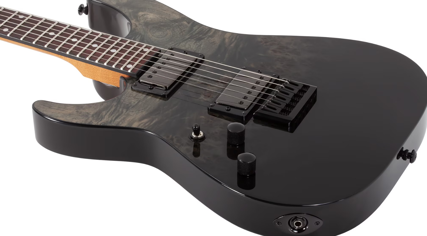 Schecter C-1 Standard Lh Gaucher 2h Ht Rw - Black Fade Burst Burl - Elektrische gitaar in Strat vorm - Variation 1