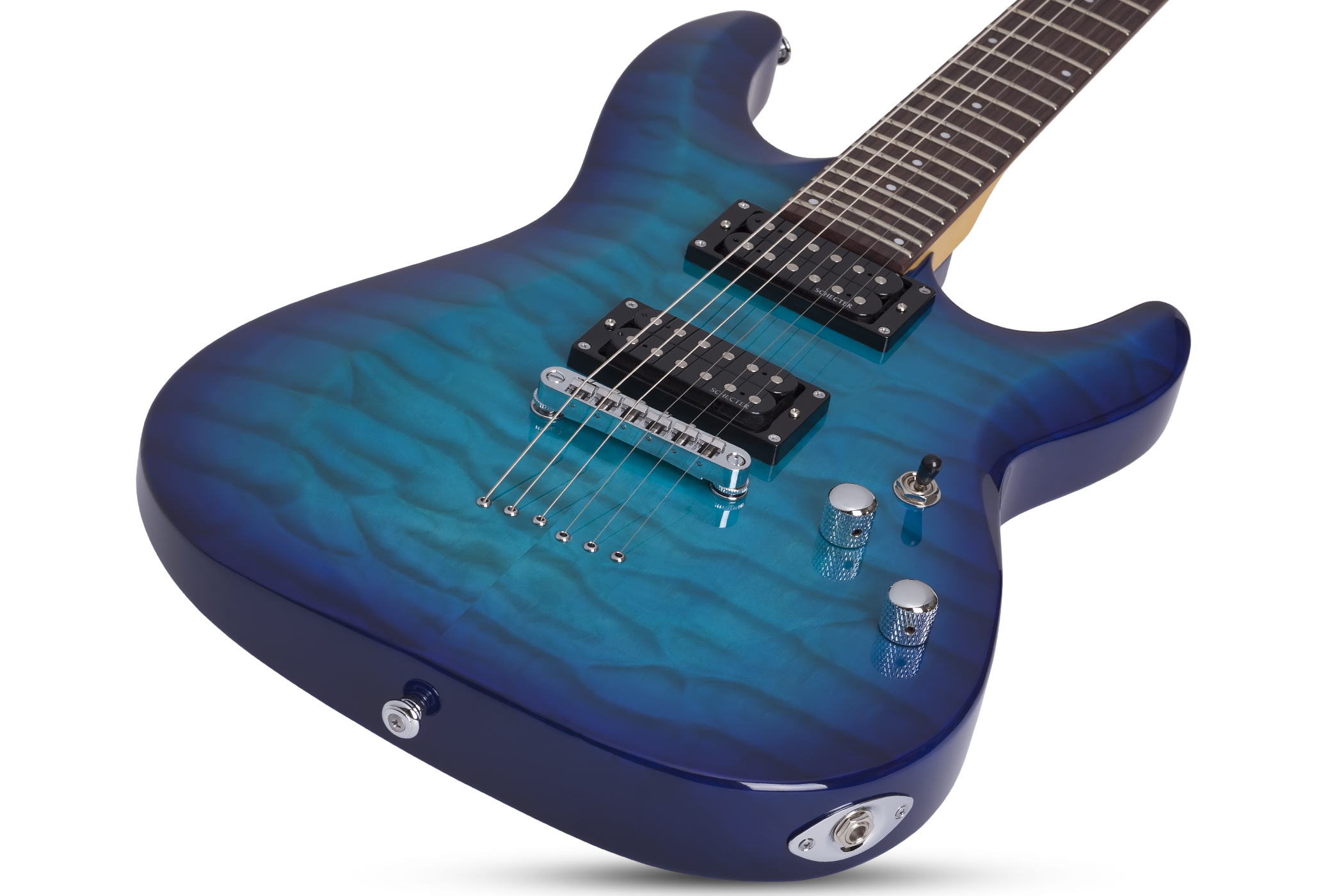 Schecter C-6 Plus 2h Ht Rw - Ocean Blue Burst - Guitarra eléctrica de doble corte. - Variation 1