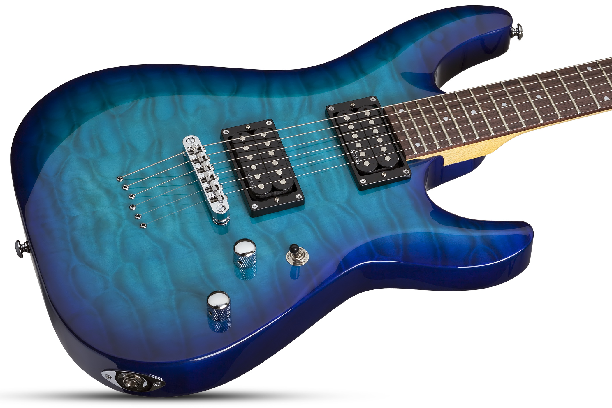 Schecter C-6 Plus 2h Ht Rw - Ocean Blue Burst - Guitarra eléctrica de doble corte. - Variation 3