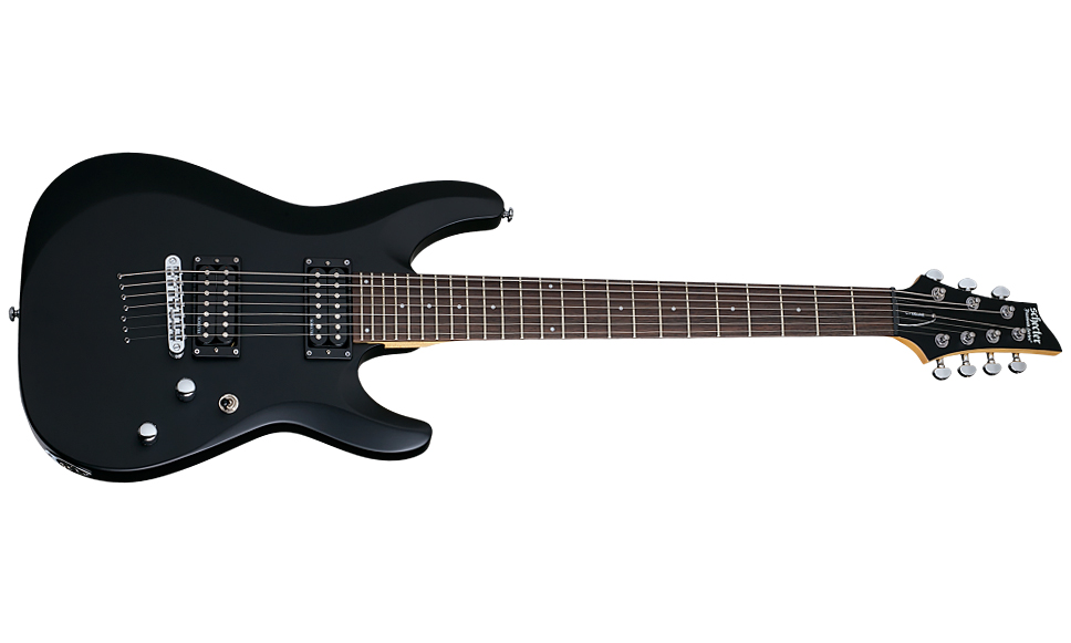 Schecter C-7 Deluxe 2h Ht Rw - Satin Black - 7-snarige elektrische gitaar - Variation 1