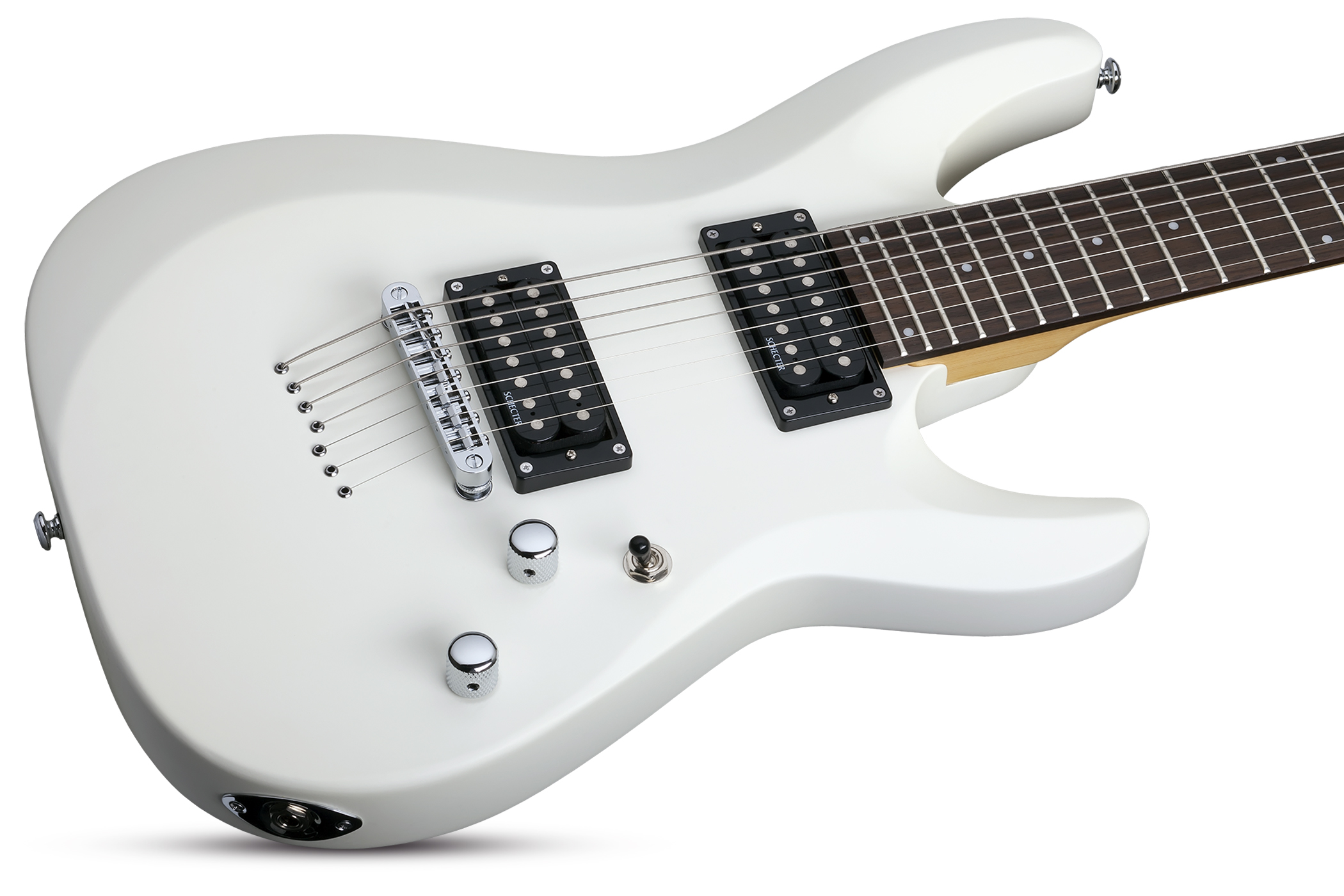 Schecter C-7 Deluxe 7c 2h Ht Rw - Satin White - 7-snarige elektrische gitaar - Variation 1