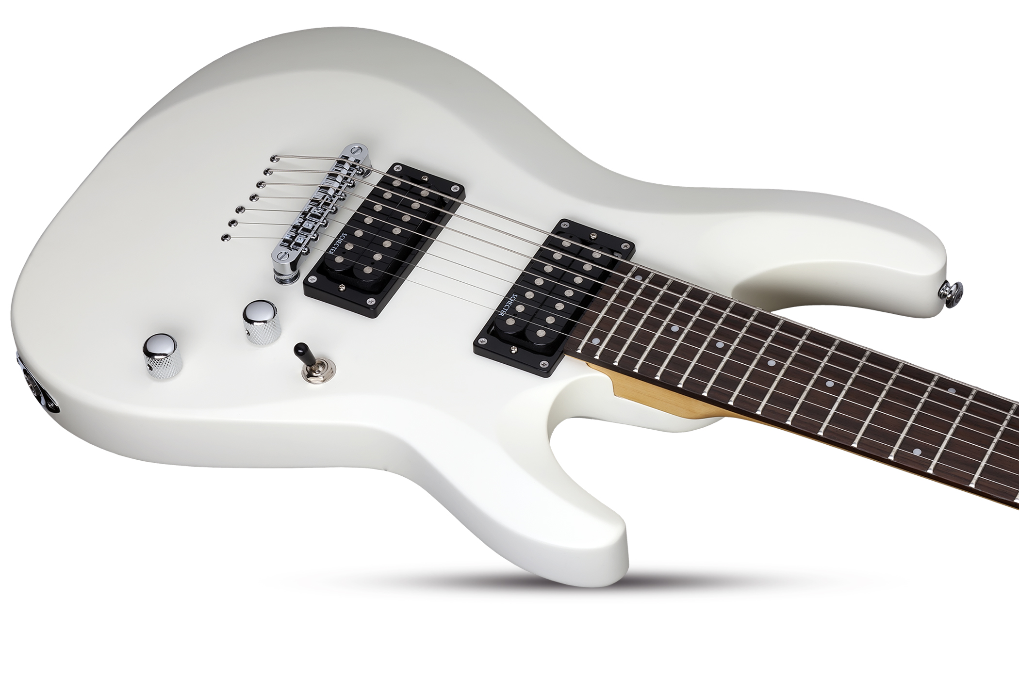 Schecter C-7 Deluxe 7c 2h Ht Rw - Satin White - 7-snarige elektrische gitaar - Variation 2