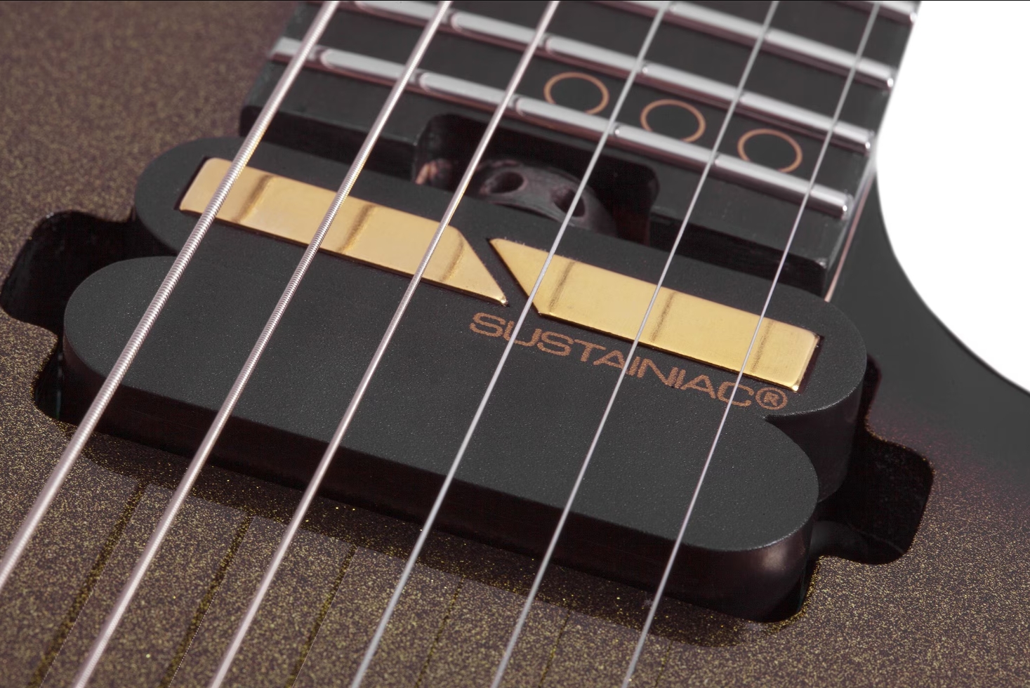 Schecter C1 Fr-s 50th Ann. 2h Sustainiac Fr Eb - 50th Gold Burst - Metal elektrische gitaar - Variation 5