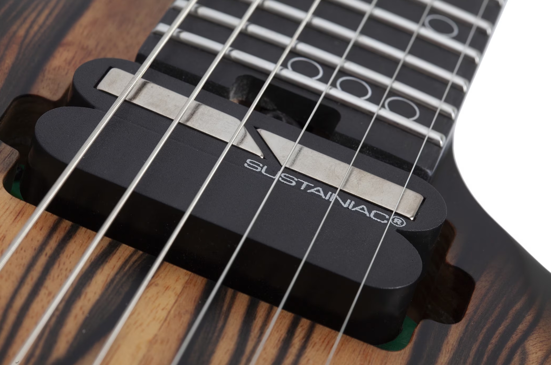 Schecter C1 Fr-s Pale Moon 2h Sustainac Fr Ric - Natural Satin Black Burst - Elektrische gitaar in Strat vorm - Variation 3